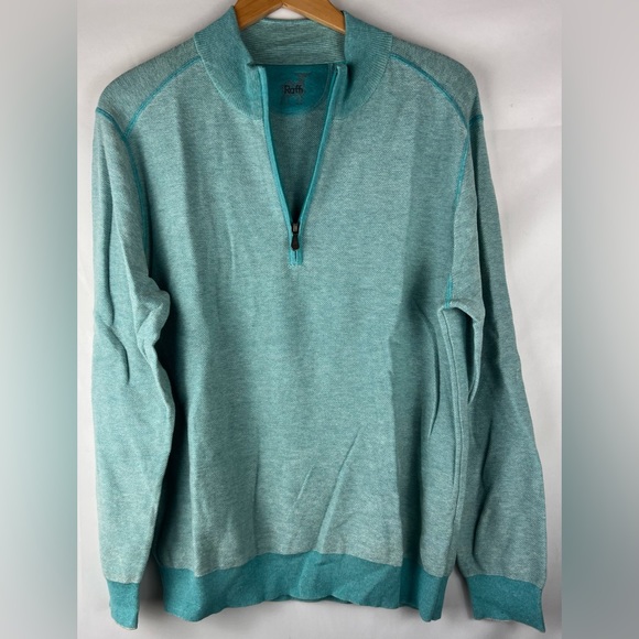 Men’s Raffi Turquoise Quarter Zip Sweater - Picture 2 of 6